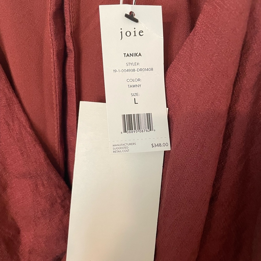 Joie Women's Red Sleeveless V Neck Tanika Tulip Front Midi Dress Size L‎ NWT - Picture 7 of 9